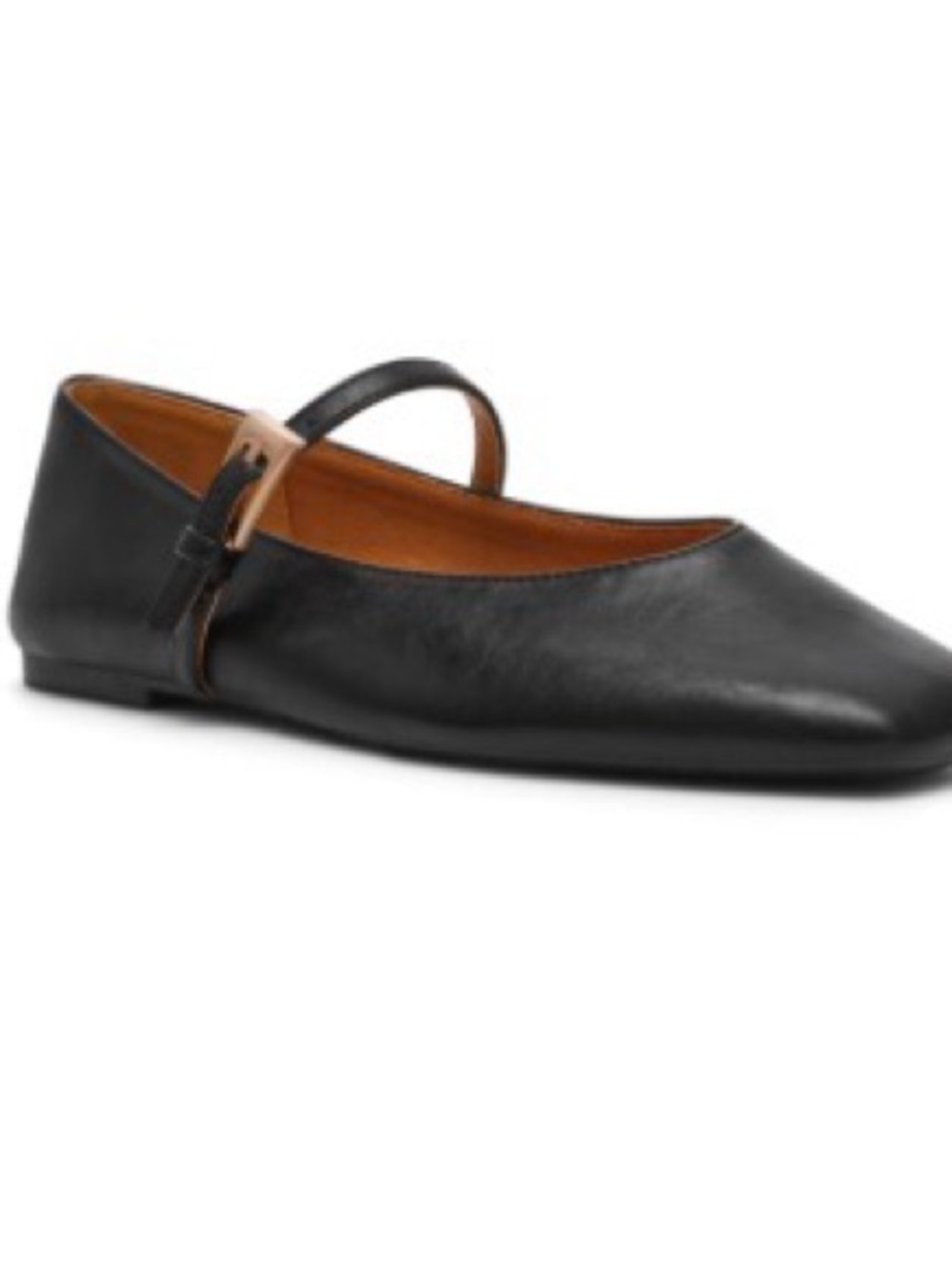 NEW DV by Dolce Vita Black Leather Mary Jane Flats with Gold Buckle NWB